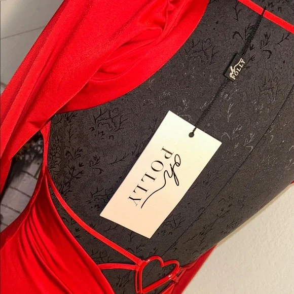 Oh Polly Vibrant Red Long Sleeve Sexy Dress - Picture 2 of 7